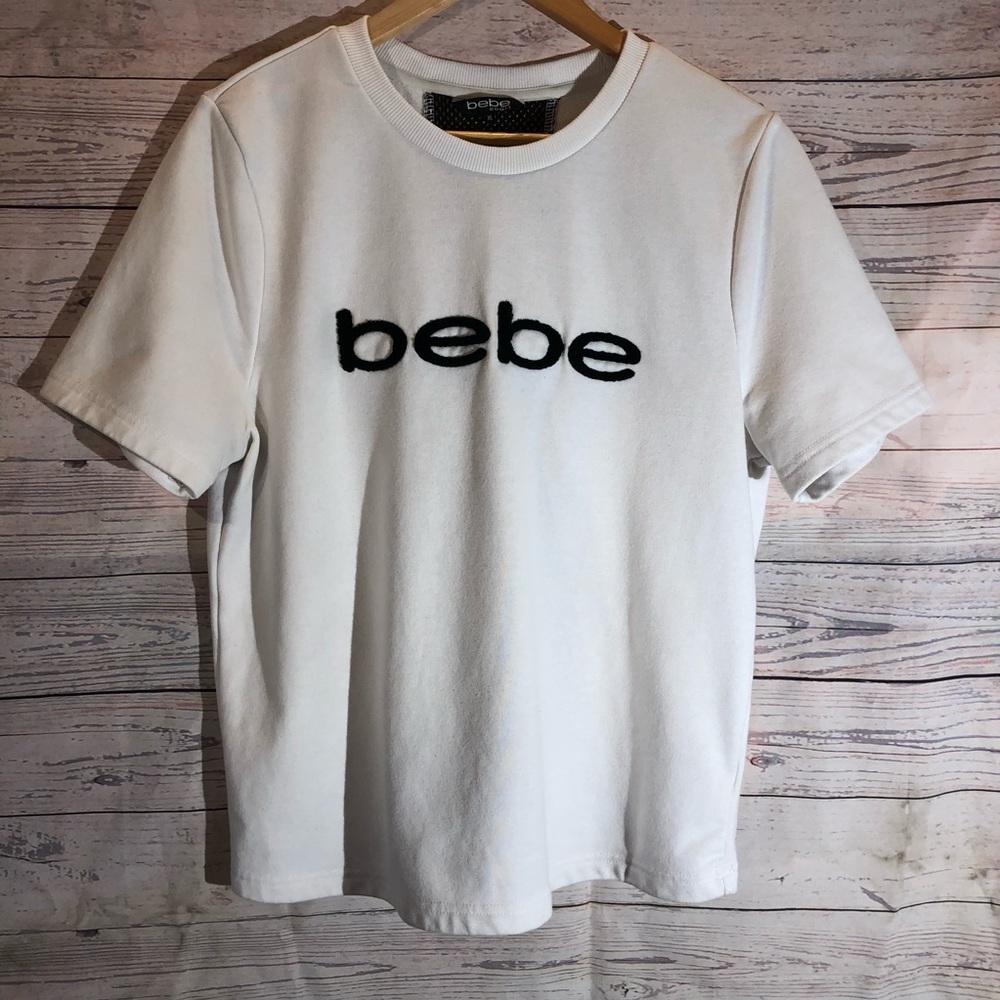 BEBE Sport Mesh Strip Back SS Sweatshirt